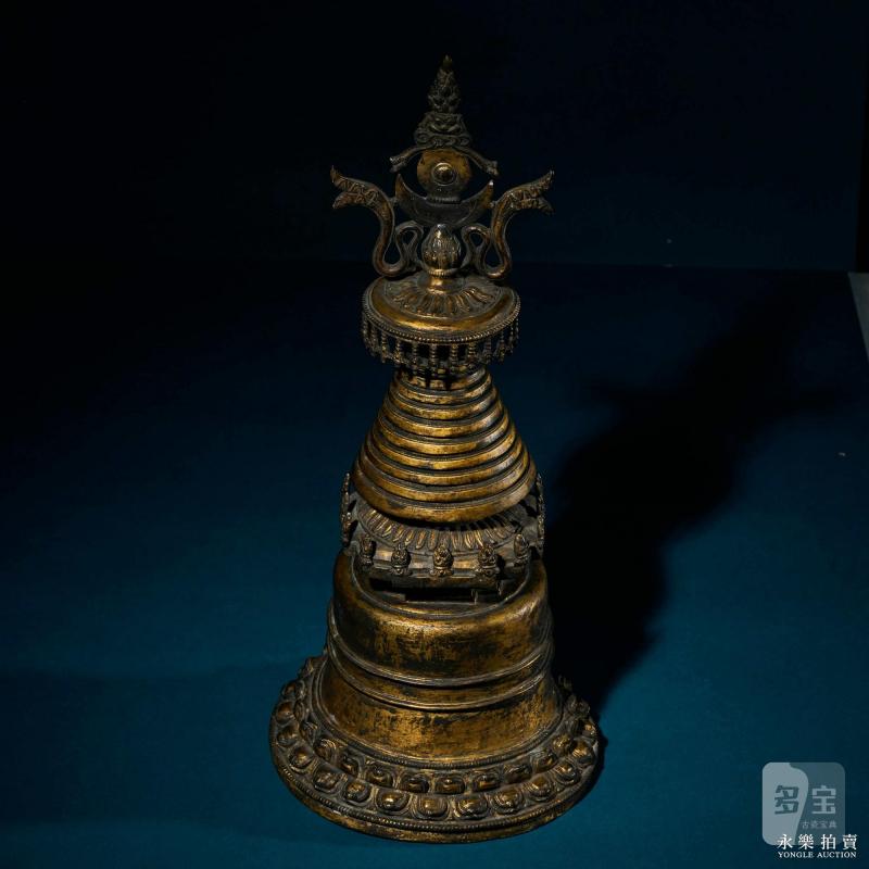 13世纪 （西藏）铜鎏金噶当塔 - 图7
